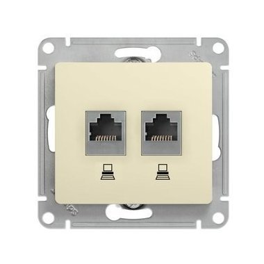 Розетка 2xRJ45 Cat.5 Schneider Electric GLOSSA, молочный