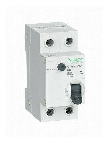 Дифавтомат Systeme Electric City9 Set 1P+N 16А (C) 4.5 кА, 30 мА (A), C9D55616