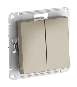 Выключатель 2-клавишный Systeme Electric ATLAS DESIGN, скрытый монтаж, быстрозажимные клеммы, шампань