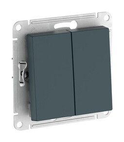 Выключатель 2-клавишный Systeme Electric ATLAS DESIGN, скрытый монтаж, быстрозажимные клеммы, изумруд