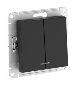 Выключатель 2-клавишный Systeme Electric ATLAS DESIGN, с подсветкой, скрытый монтаж, быстрозажимные клеммы, карбон