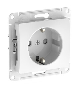 Розетка Systeme Electric GLOSSA, скрытый монтаж, с заземлением, со шторками, быстрозажимные клеммы, белый
